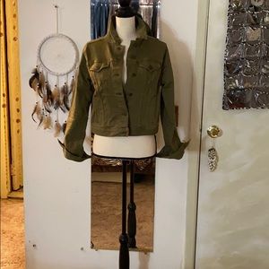 🌻🌻Lands’End olive green denim jacket